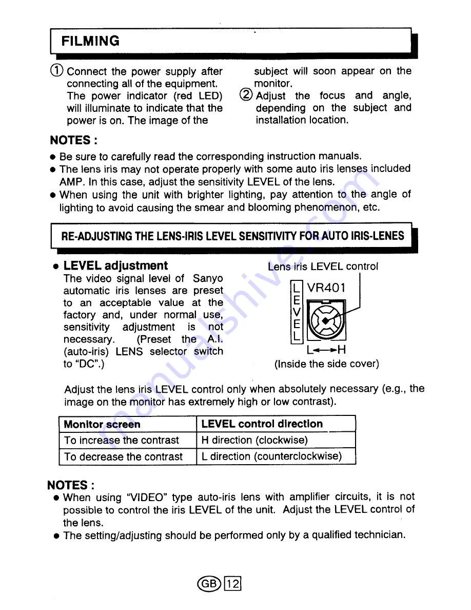 Sanyo VCC-3974P Instruction Manual Download Page 14