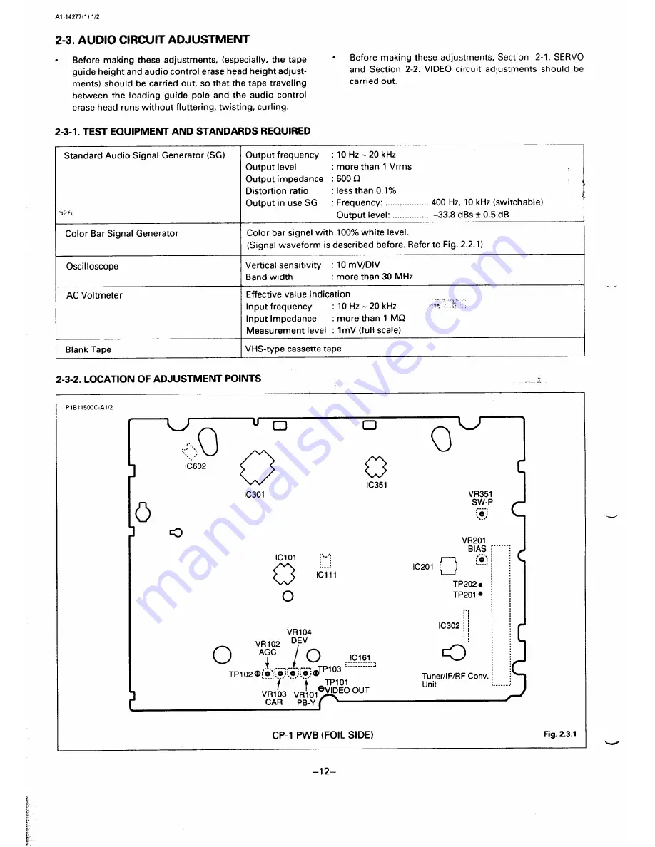 Sanyo VHR-310 Service Manual Download Page 12