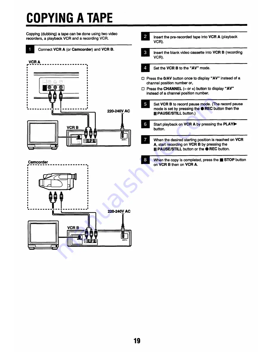 Sanyo VHR-390 Скачать руководство пользователя страница 20