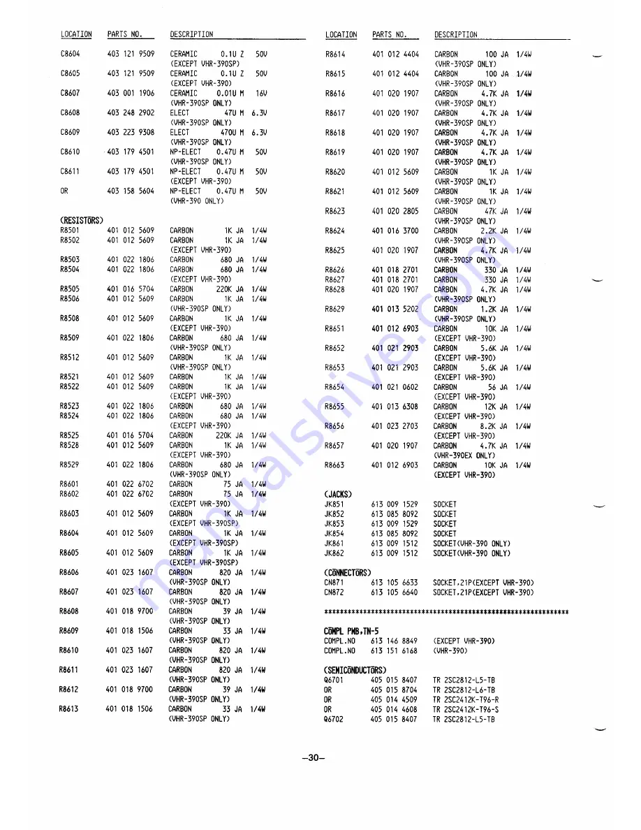 Sanyo VHR 390SP Service Manual Download Page 30