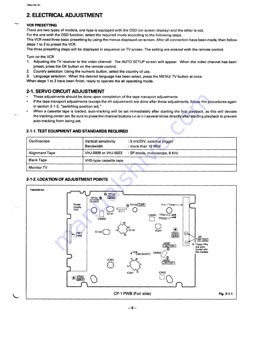 Sanyo VHR-550 Service Manual Download Page 9