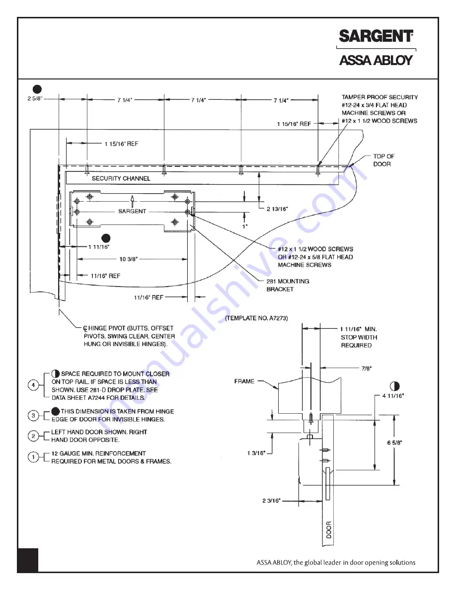 Sargent POWERGLIDE 281 Installation Instructions Download Page 4