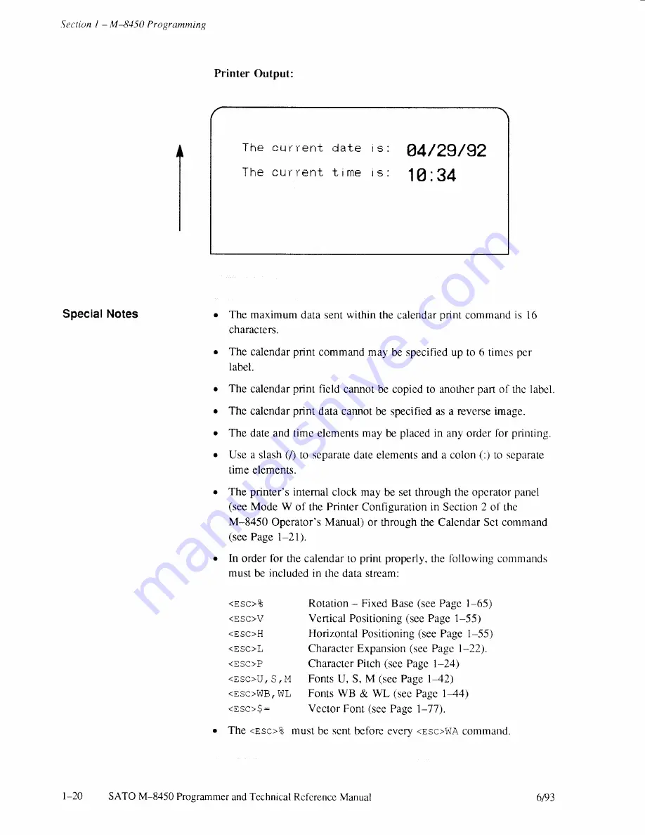 SATO M-8450 Operator'S Manual Download Page 93