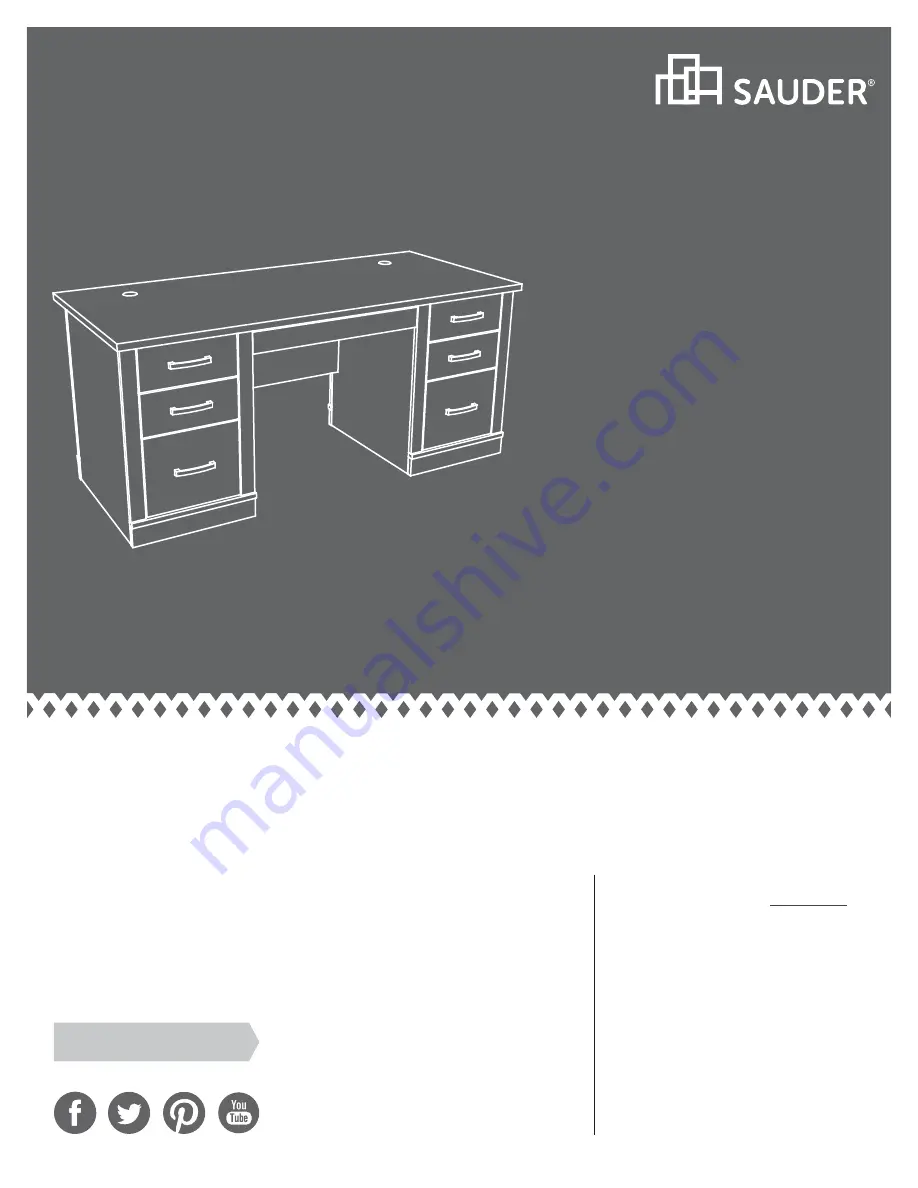 Sauder Executive Desk 408289 Скачать руководство пользователя страница 1