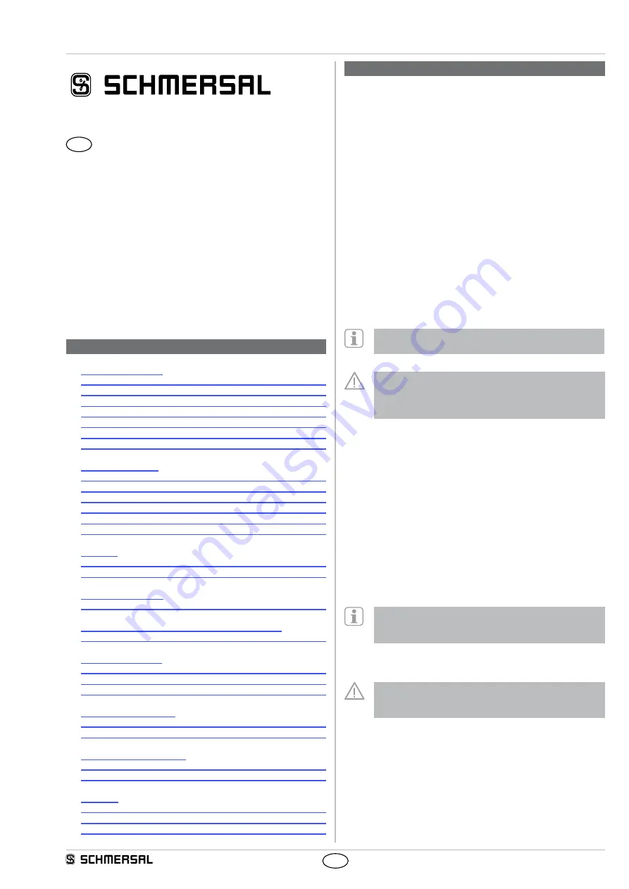 schmersal MZM 120 Operating Instructions Manual Download Page 1