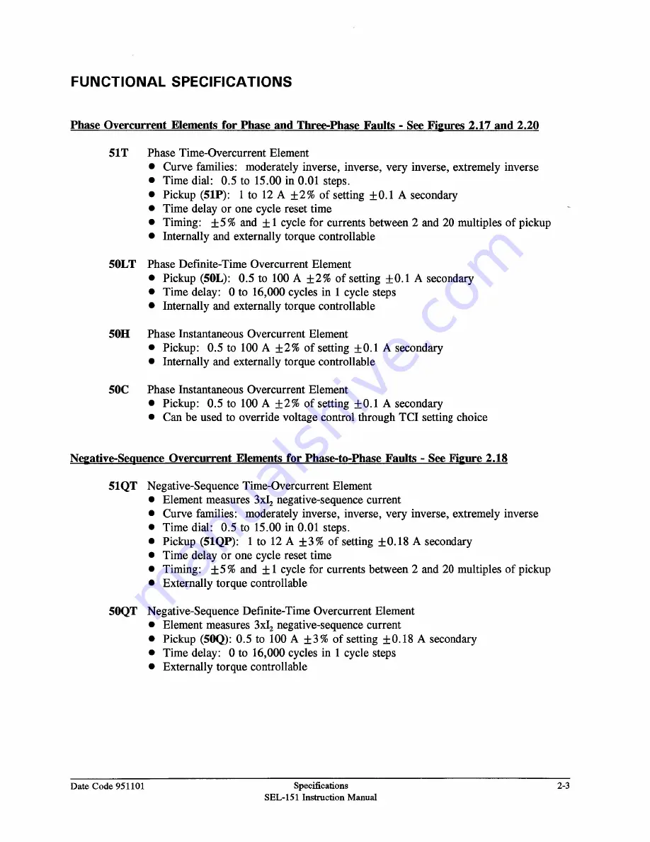 Schweitzer Engineering Laboratories SEL-151 Instruction Manual Download Page 33