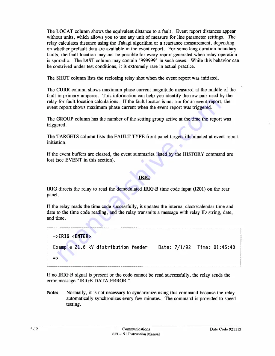 Schweitzer Engineering Laboratories SEL-151 Instruction Manual Download Page 88