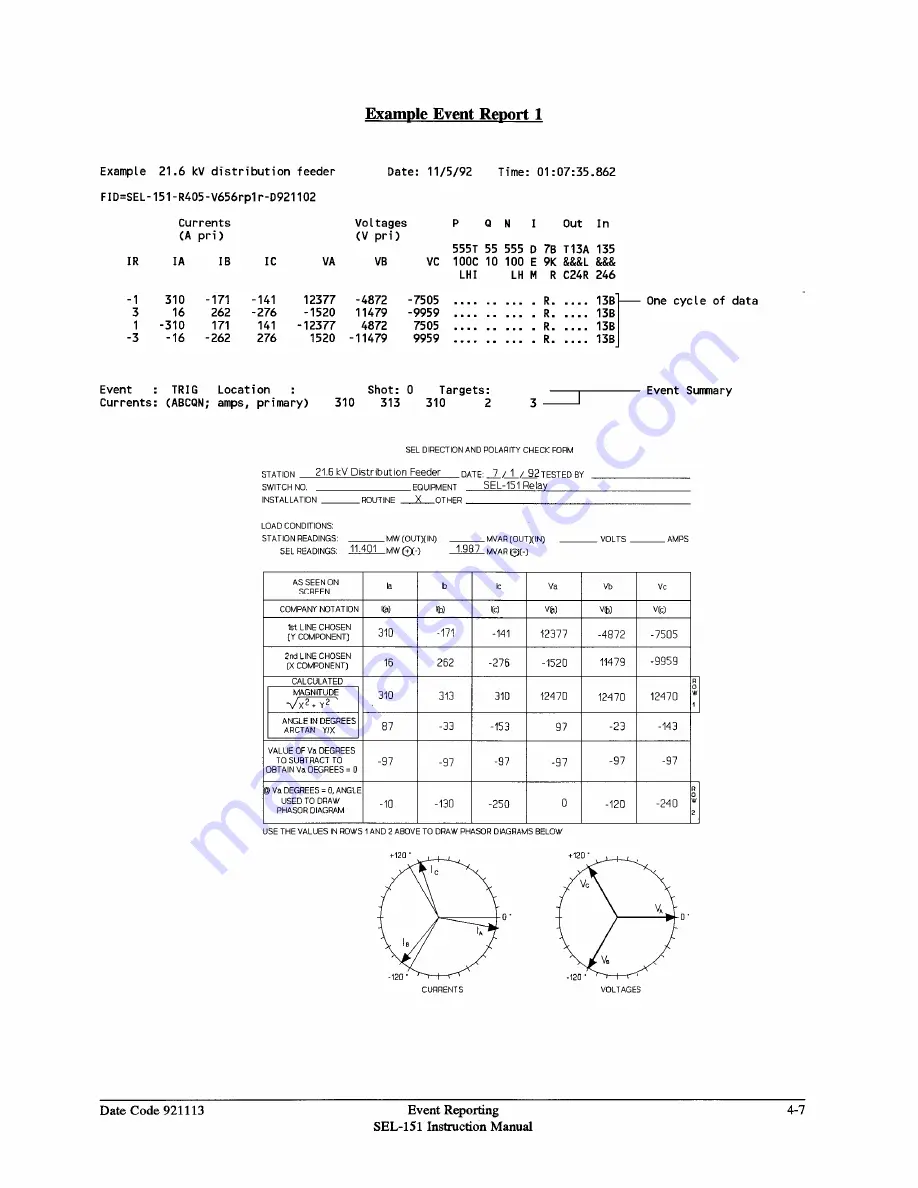 Schweitzer Engineering Laboratories SEL-151 Instruction Manual Download Page 121