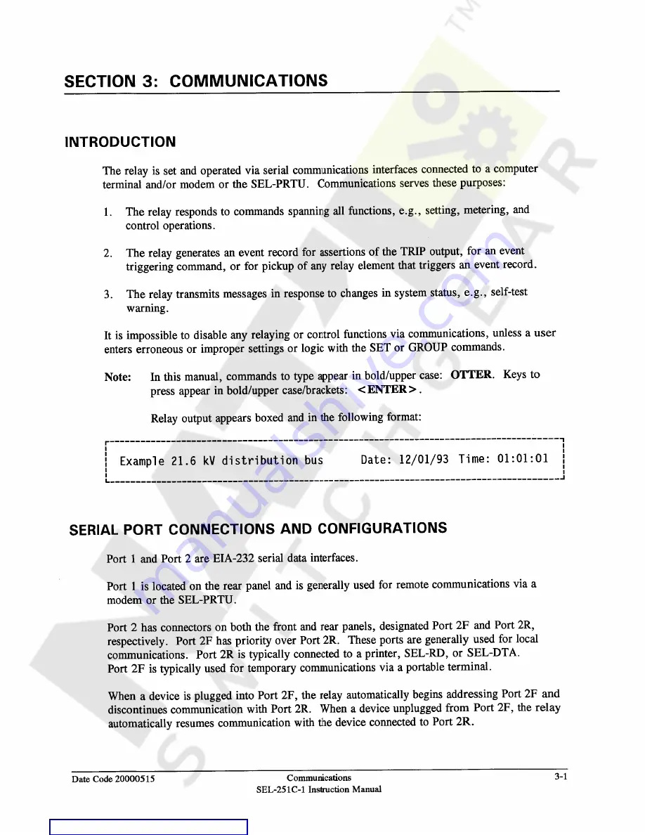 Schweitzer Engineering Laboratories SEL-251C-1 Instruction Manual Download Page 53