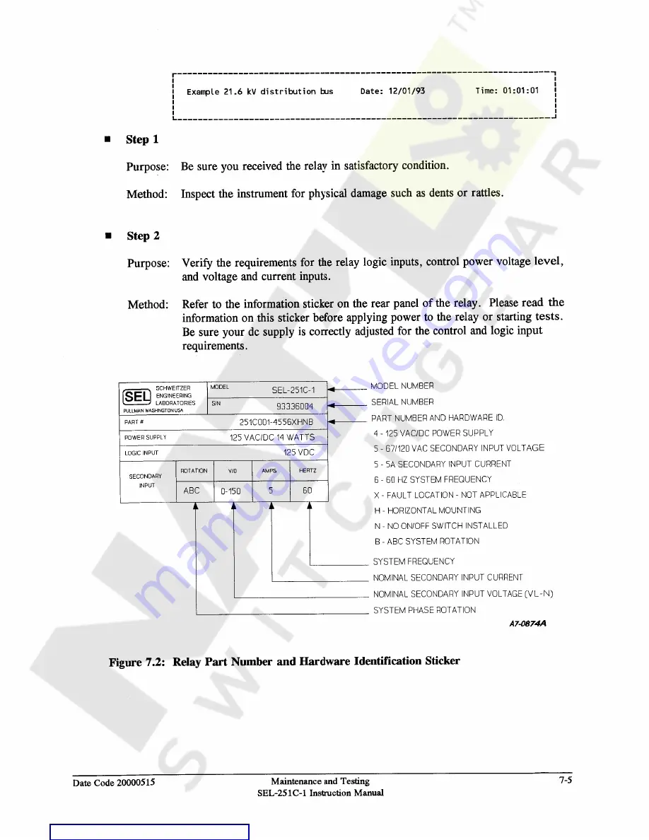 Schweitzer Engineering Laboratories SEL-251C-1 Instruction Manual Download Page 145