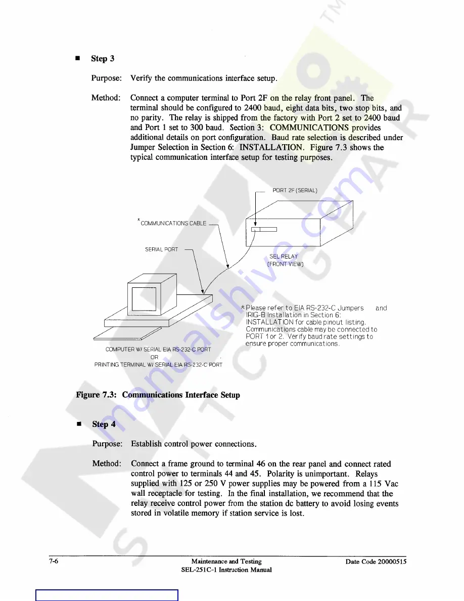 Schweitzer Engineering Laboratories SEL-251C-1 Instruction Manual Download Page 146