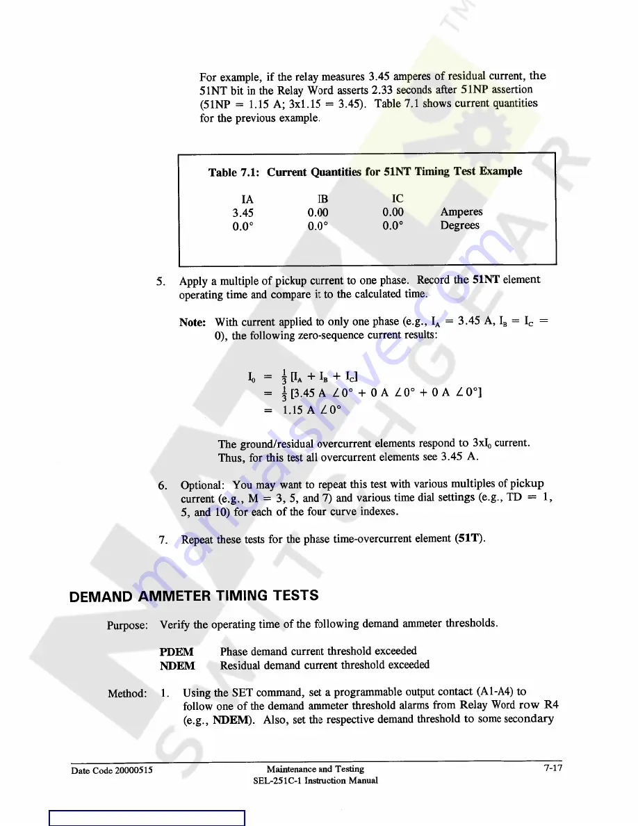 Schweitzer Engineering Laboratories SEL-251C-1 Instruction Manual Download Page 157