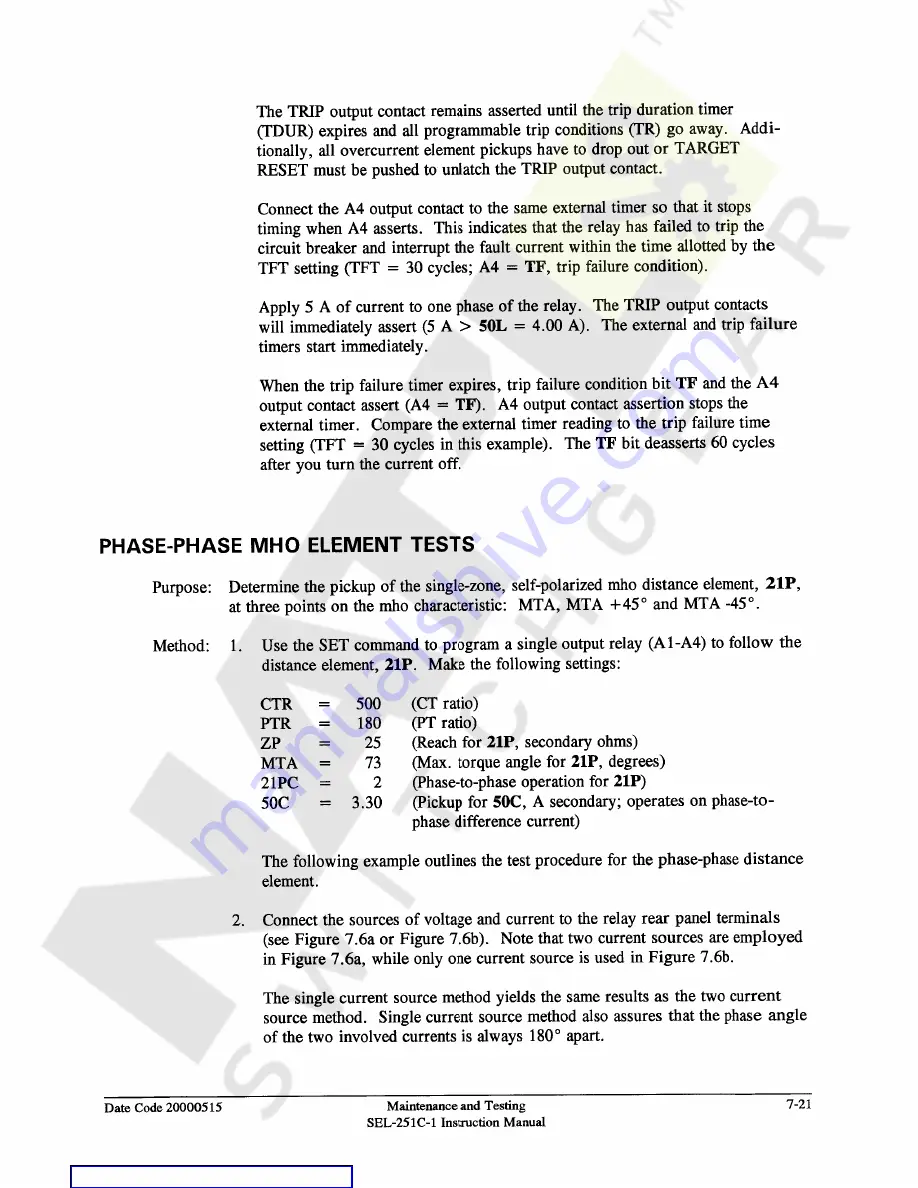 Schweitzer Engineering Laboratories SEL-251C-1 Instruction Manual Download Page 161