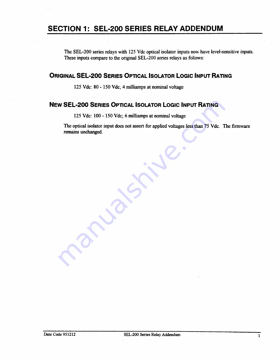 Schweitzer Engineering Laboratories SEL-251D-1 Instruction Manual Download Page 5