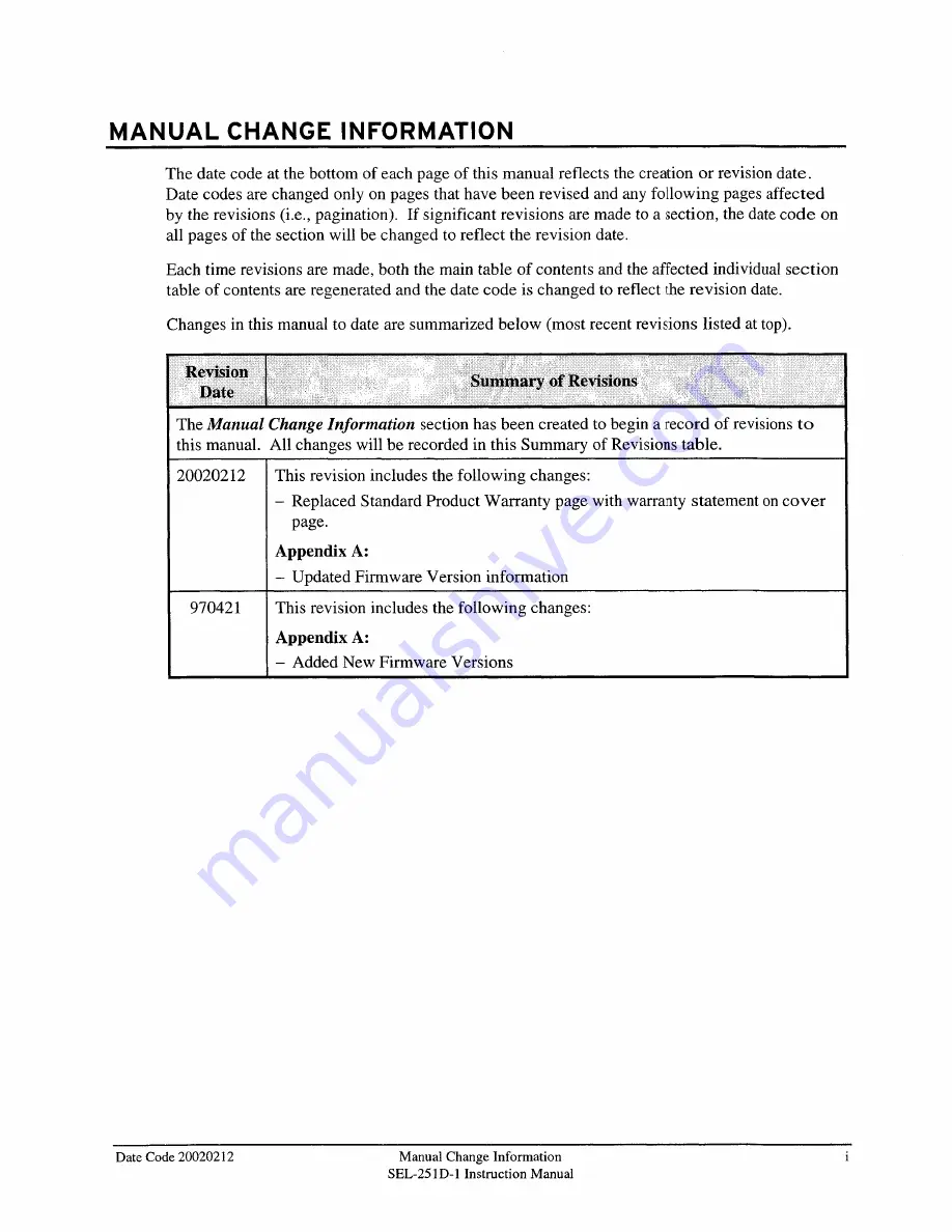 Schweitzer Engineering Laboratories SEL-251D-1 Instruction Manual Download Page 11