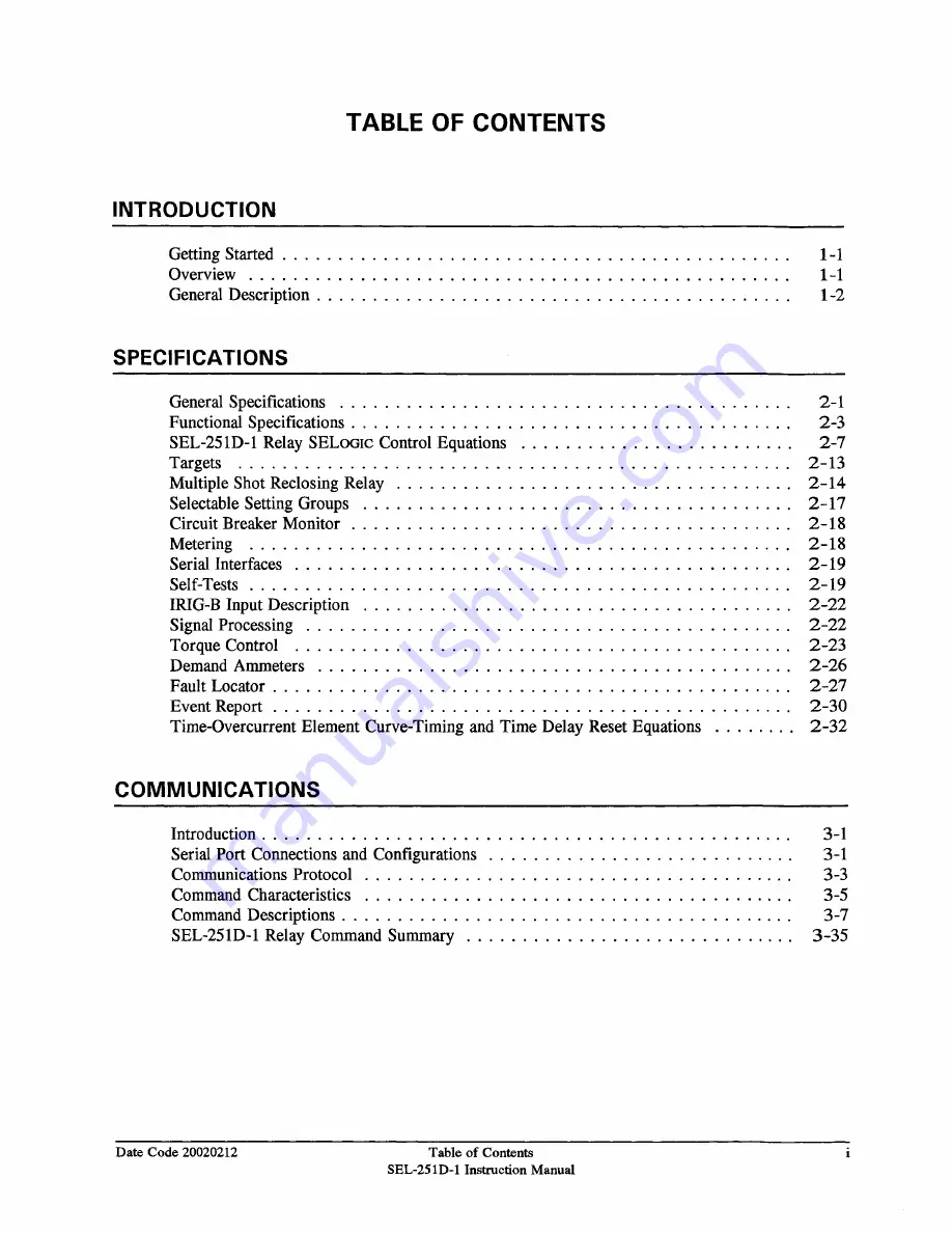 Schweitzer Engineering Laboratories SEL-251D-1 Instruction Manual Download Page 13