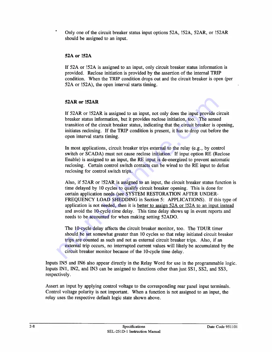 Schweitzer Engineering Laboratories SEL-251D-1 Instruction Manual Download Page 34