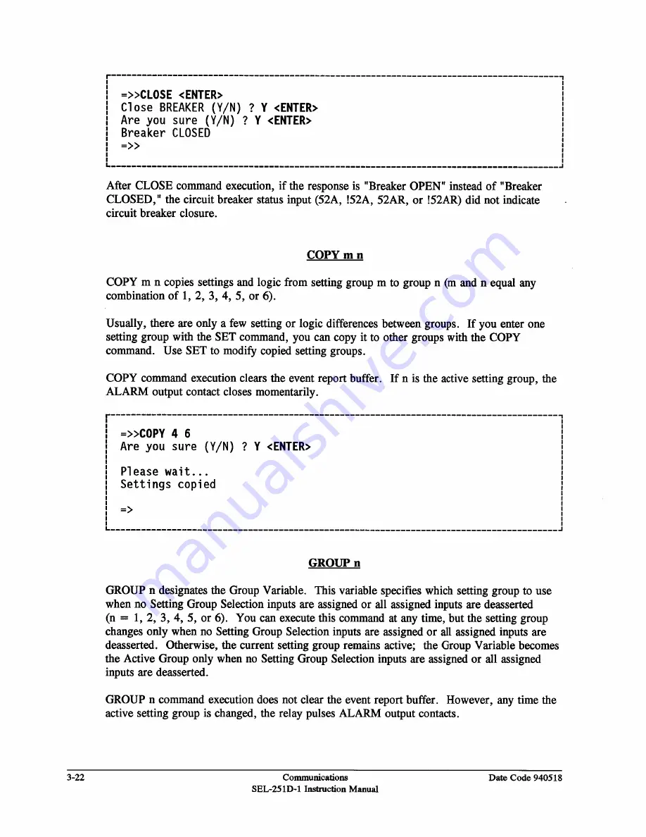 Schweitzer Engineering Laboratories SEL-251D-1 Instruction Manual Download Page 92