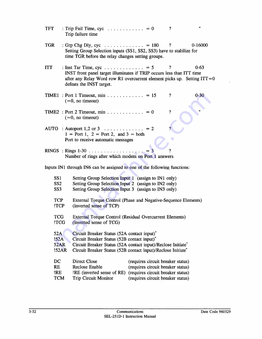 Schweitzer Engineering Laboratories SEL-251D-1 Instruction Manual Download Page 102