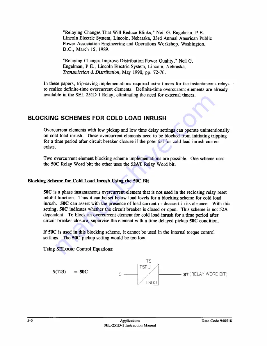 Schweitzer Engineering Laboratories SEL-251D-1 Instruction Manual Download Page 126