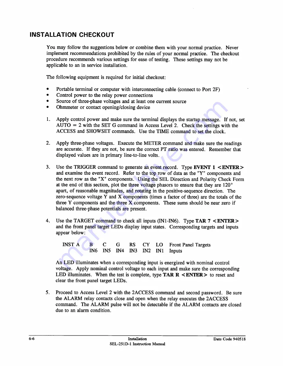 Schweitzer Engineering Laboratories SEL-251D-1 Instruction Manual Download Page 152