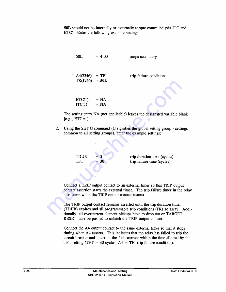 Schweitzer Engineering Laboratories SEL-251D-1 Instruction Manual Download Page 192