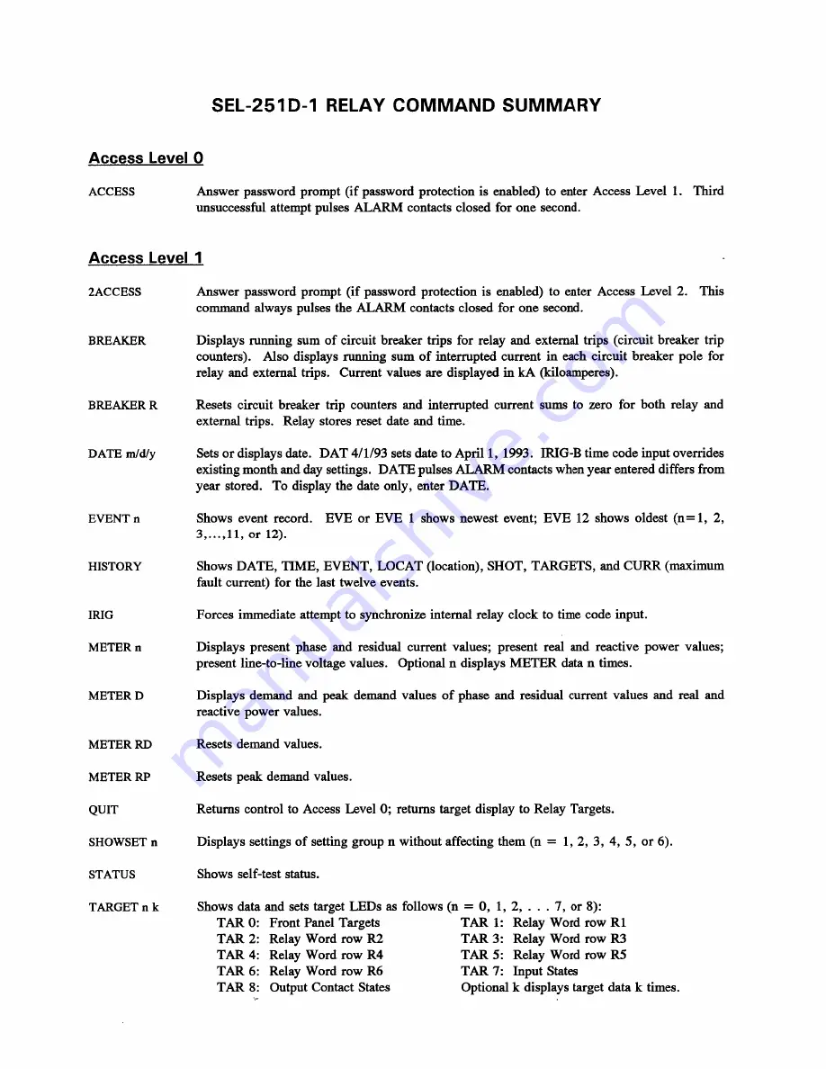 Schweitzer Engineering Laboratories SEL-251D-1 Instruction Manual Download Page 209