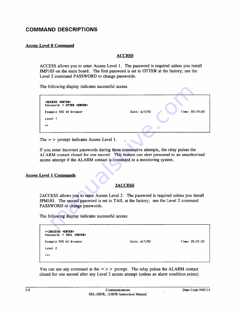 Schweitzer Engineering Laboratories SEL-2BFR Instruction Manual Download Page 68