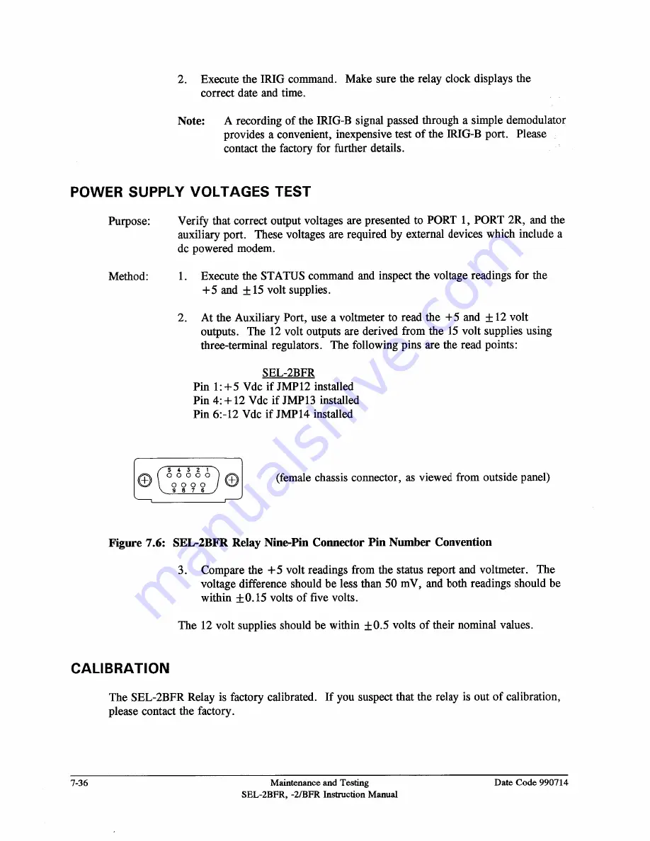 Schweitzer Engineering Laboratories SEL-2BFR Instruction Manual Download Page 214