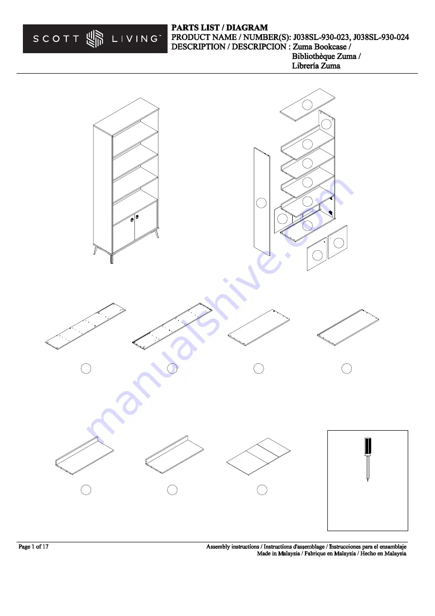 Scott Living Zuma J038SL-930-023 Manual Download Page 1