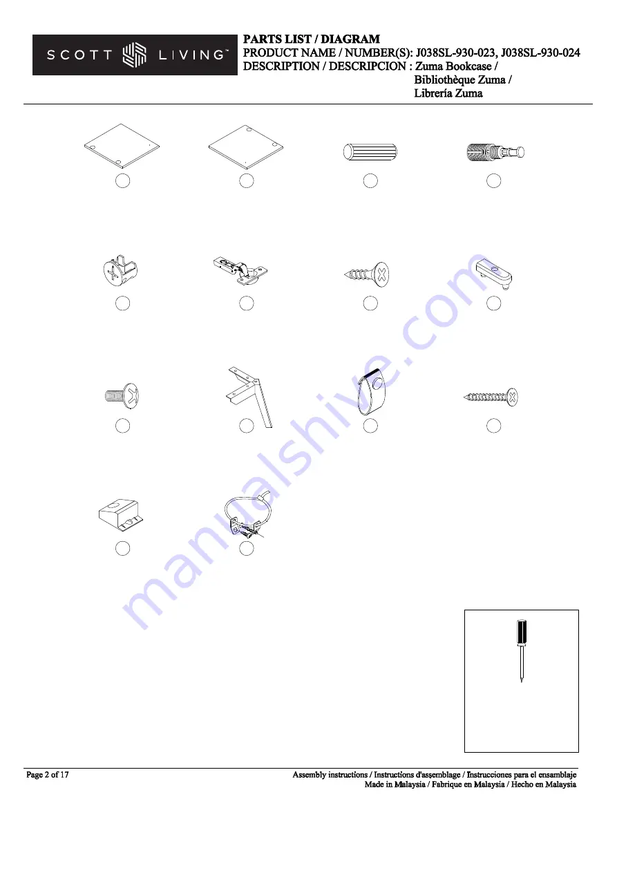 Scott Living Zuma J038SL-930-023 Manual Download Page 2