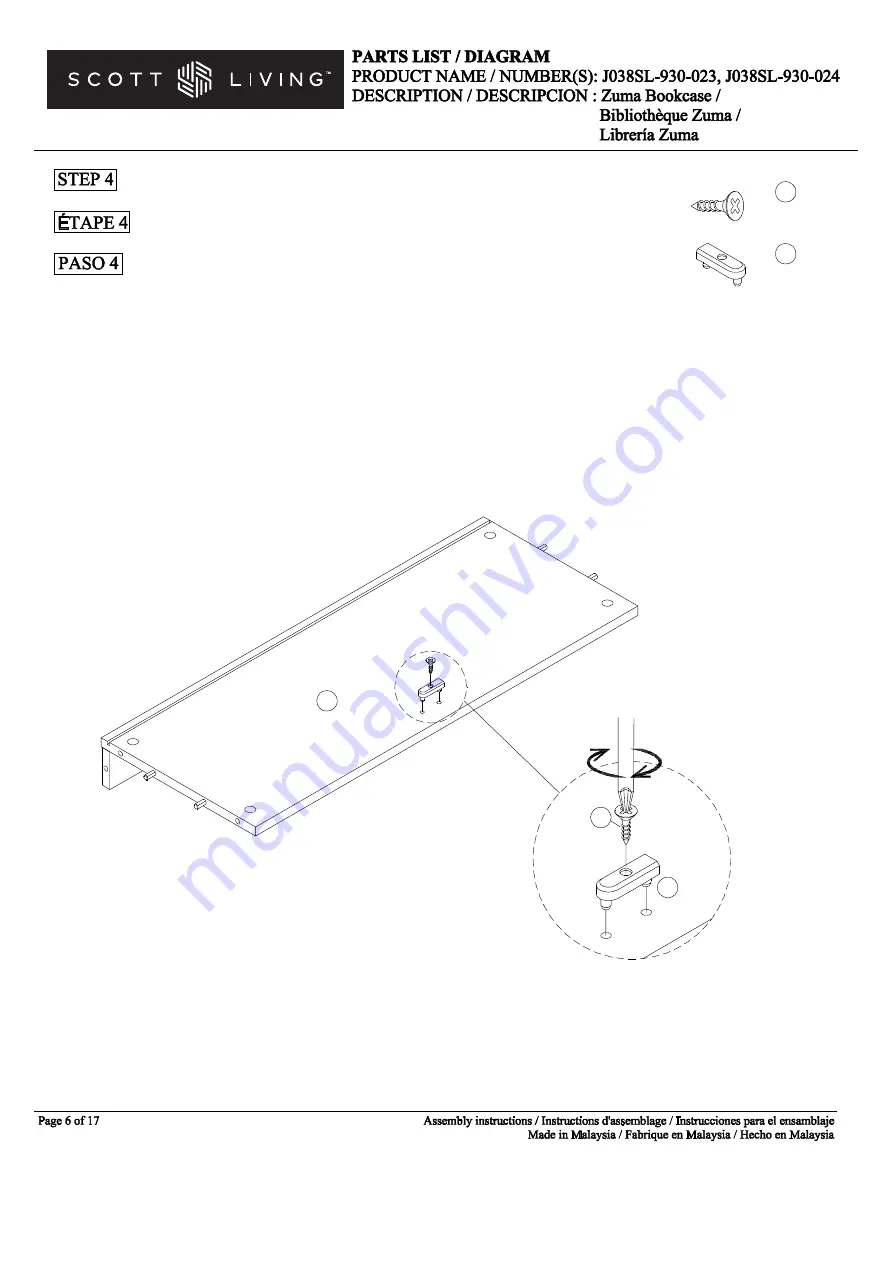 Scott Living Zuma J038SL-930-023 Manual Download Page 6