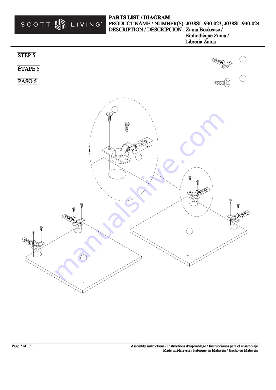 Scott Living Zuma J038SL-930-023 Manual Download Page 7