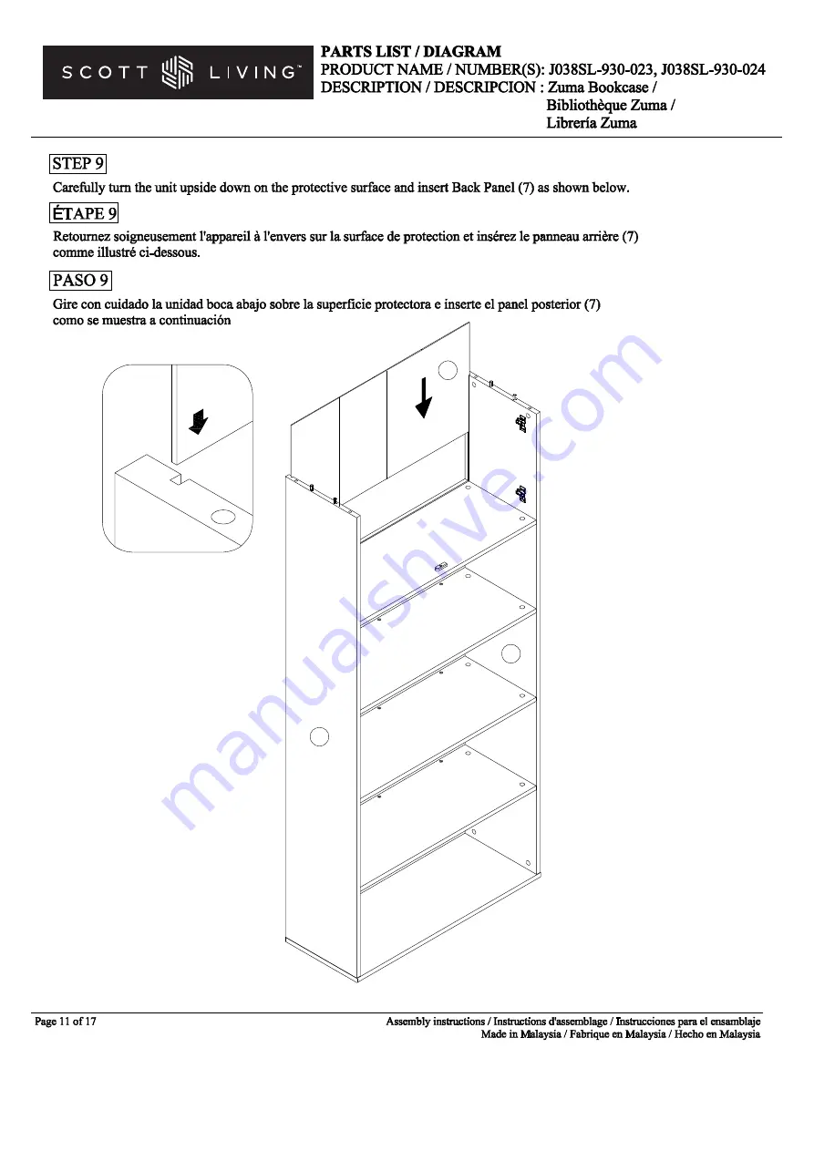 Scott Living Zuma J038SL-930-023 Manual Download Page 11