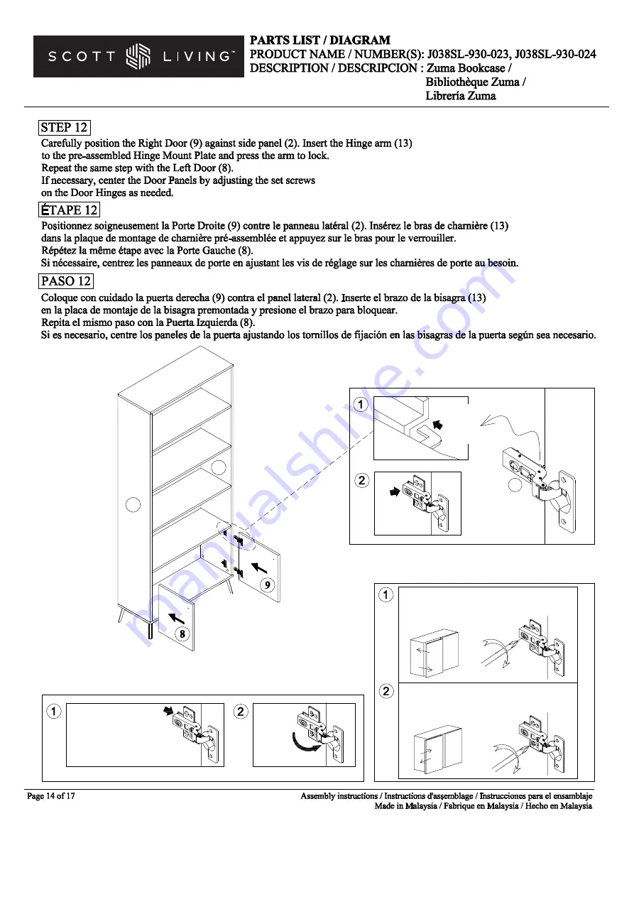 Scott Living Zuma J038SL-930-023 Manual Download Page 14