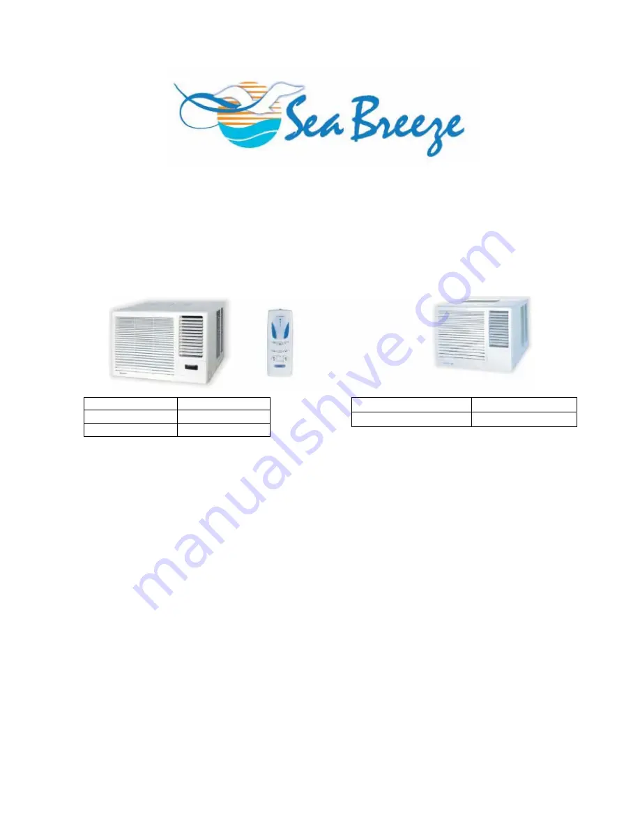 Seabreeze WA18ZR Installation And Operation Manual Download Page 1