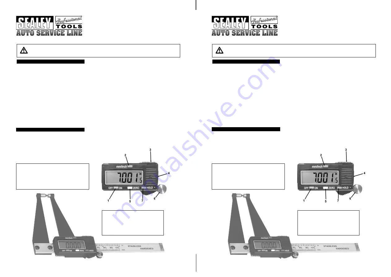 Sealey Professional Tools Auto Service VS0561 Скачать руководство пользователя страница 1