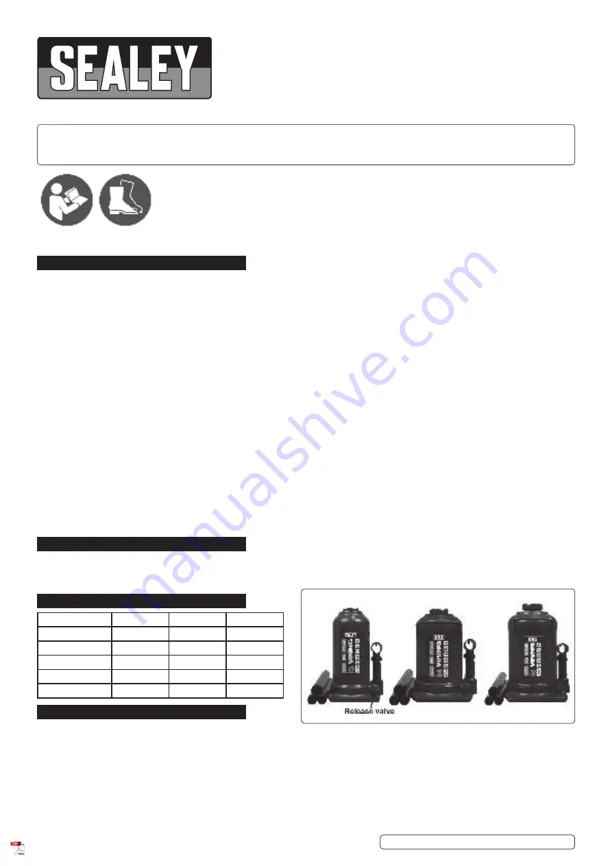 Sealey PTBJ5S Manual Download Page 1