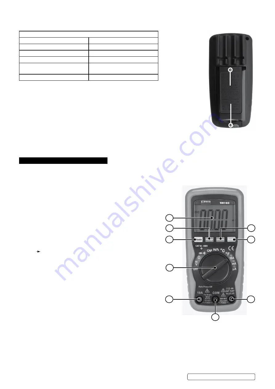 Sealey TM103 Instructions Manual Download Page 2