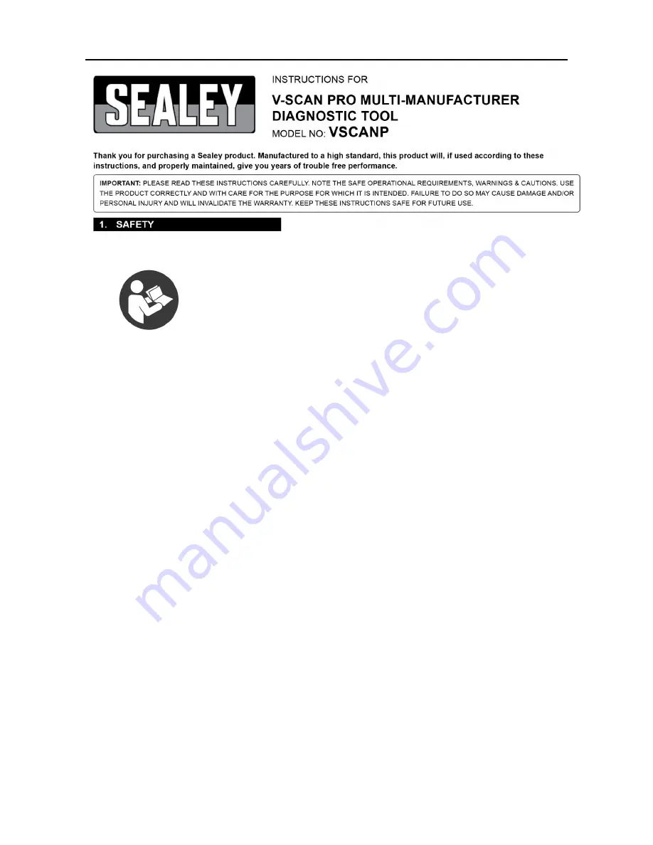 Sealey VSCANP Instructions Manual Download Page 1