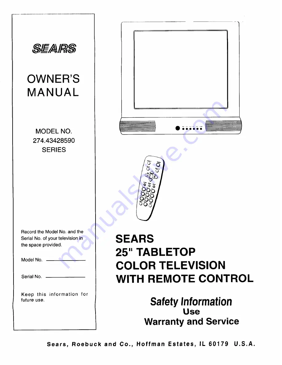 Sears 274.43428590 SERIES Owner'S Manual Download Page 1