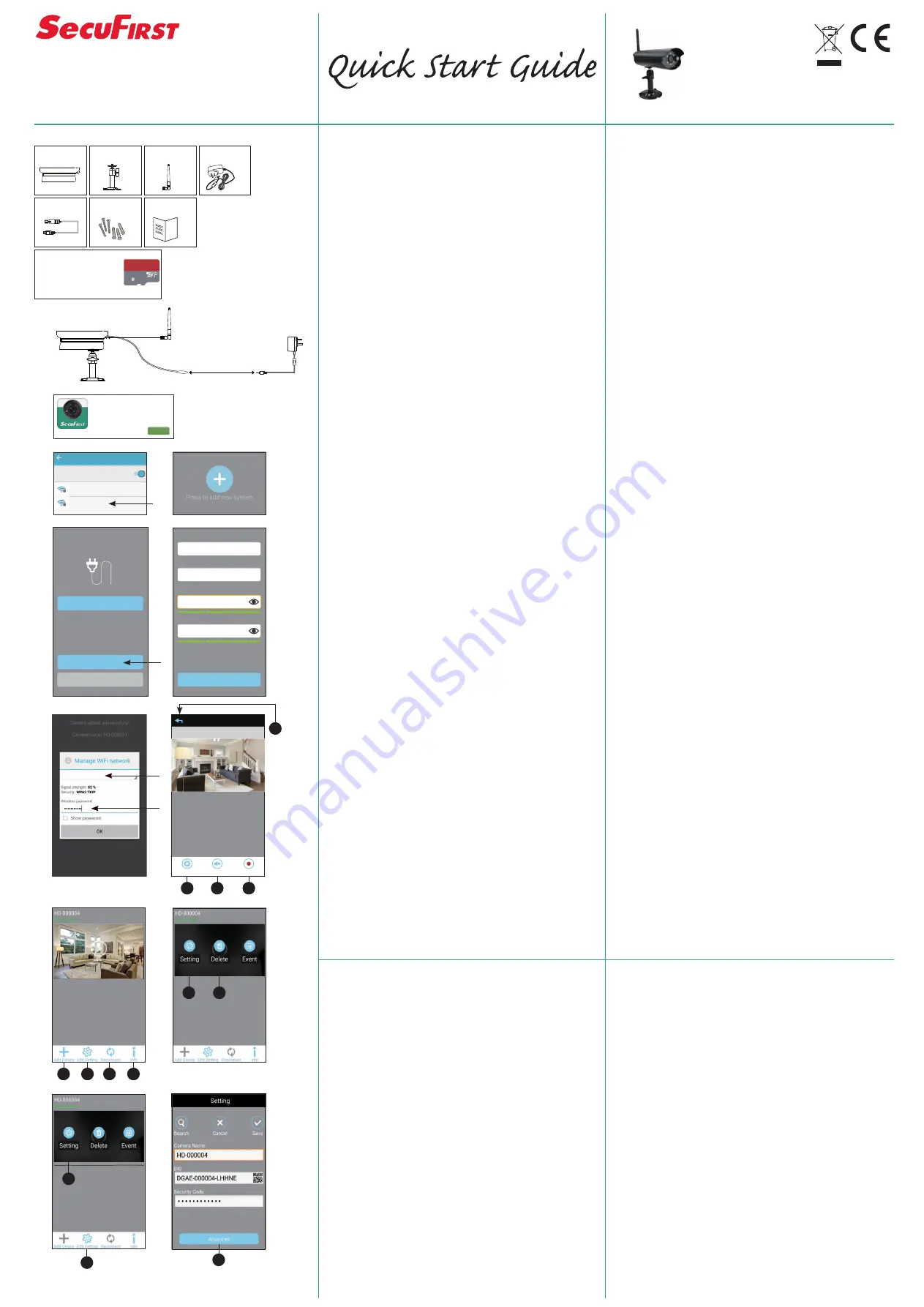 Secufirst CAM212 Quick Start Manual Download Page 3