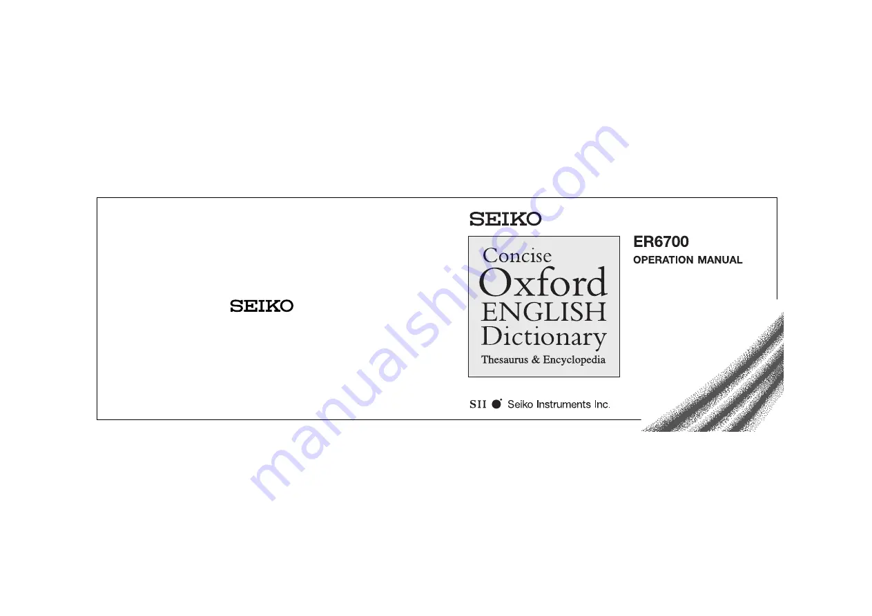 Seiko ER6700 Operation Manual Download Page 1