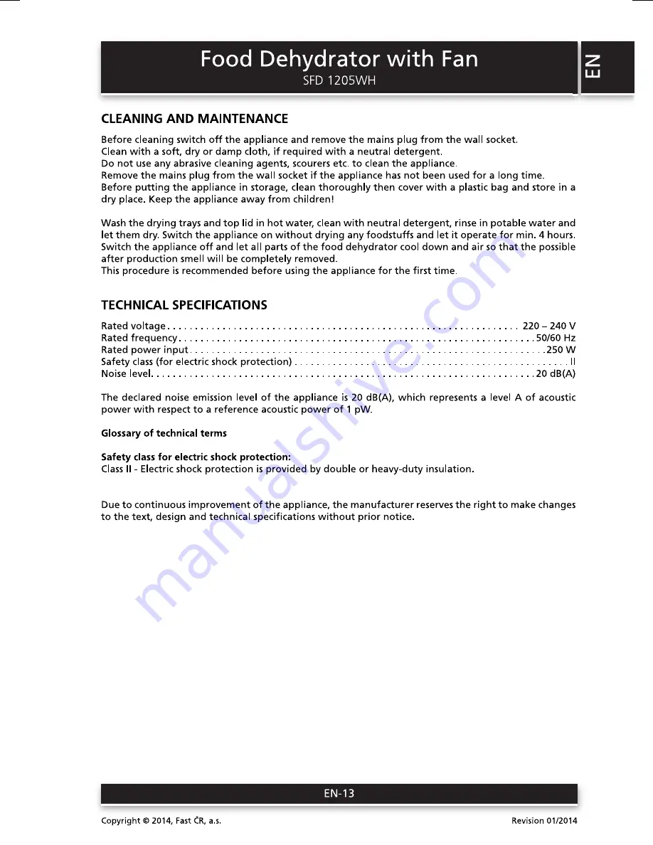 Sencor SFD 1205WH User Manual Download Page 13