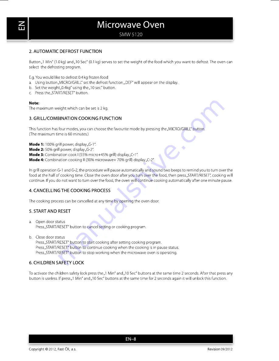 Sencor SMW 5120 Instruction Manual Download Page 8