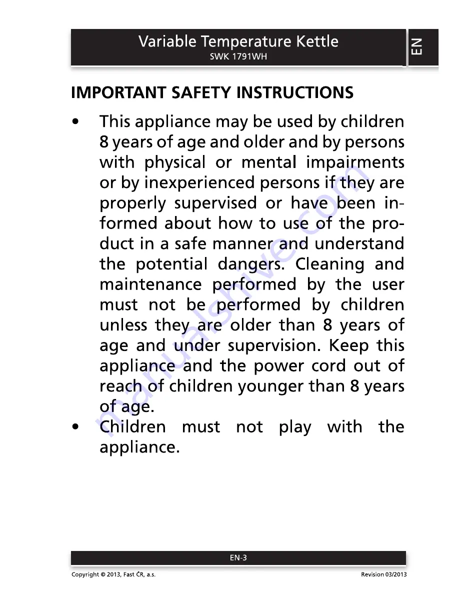 Sencor SWK 1791WH User Manual Download Page 3