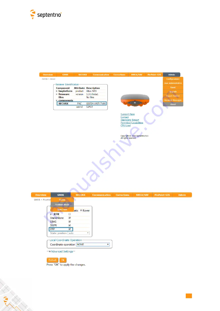 SEPTENTRIO ALTUS NR3 User Manual Download Page 40