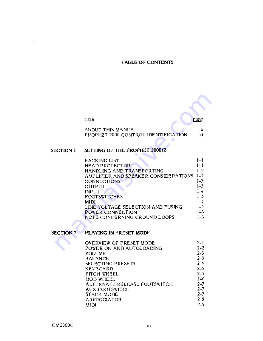 Sequential Prophet 2000 Operation Manual Download Page 4