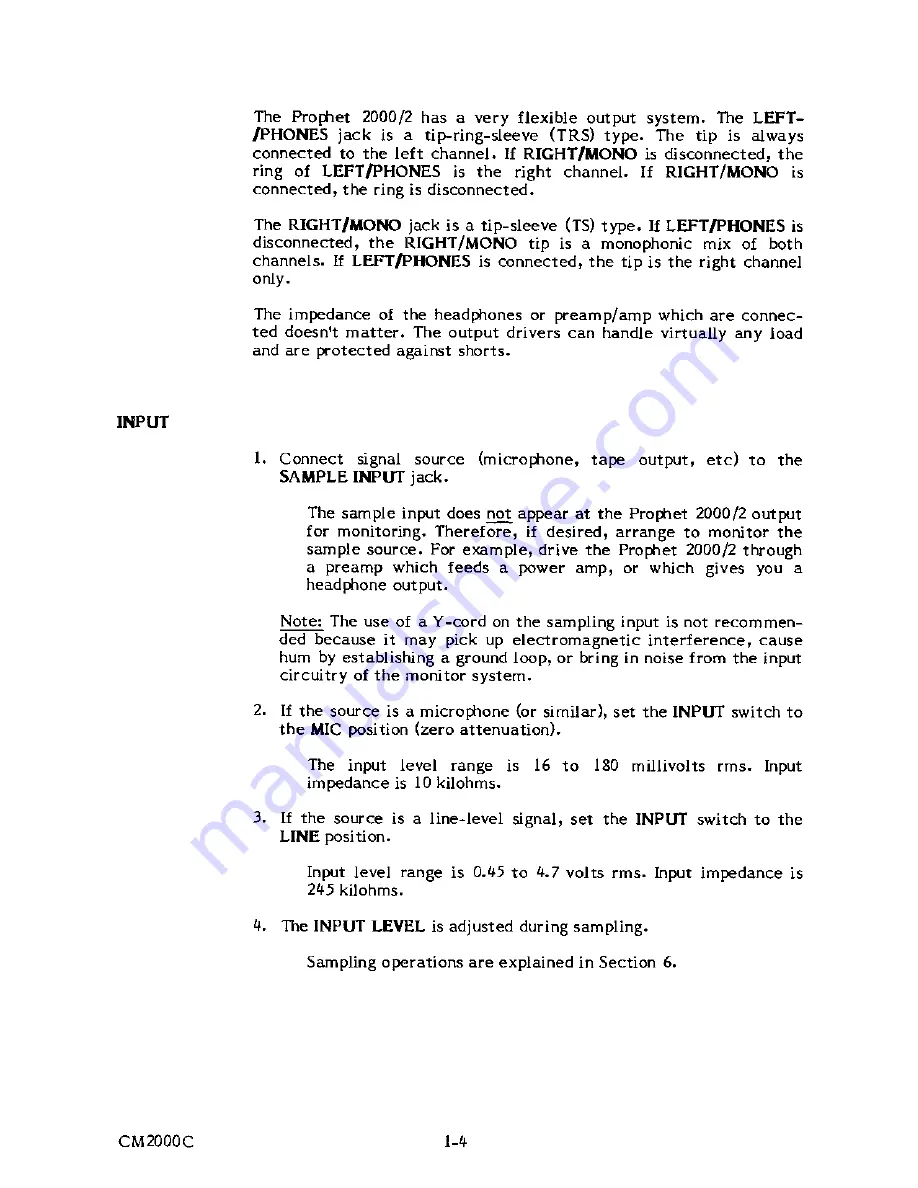 Sequential Prophet 2000 Operation Manual Download Page 21