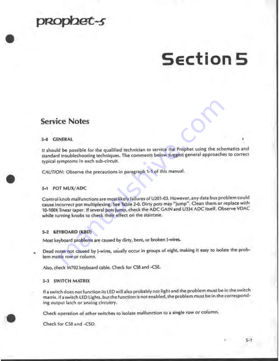 Sequential Prophet-5 1000 Technical Manual Download Page 121